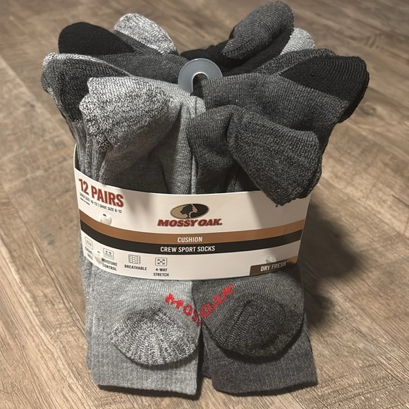 Mossy Oak 12 pack Crew,dry fresh,cushion sole,moisture control,stretch,sports - Picture 1 of 6